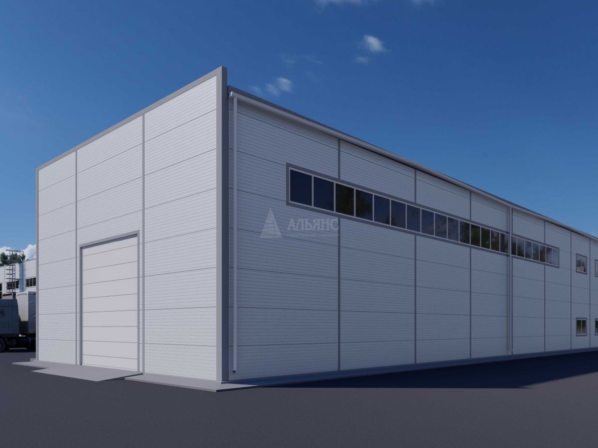 3D визуализация Склад с АБК из сэндвич панелей - фото 2