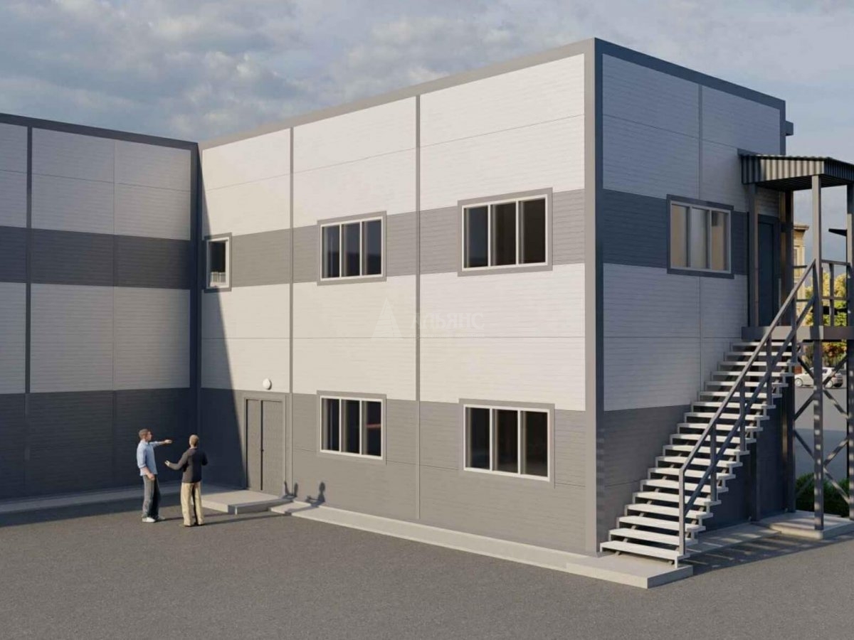 3D визуализация Производственное здание с АБК из сэндвич-панелей - фото 7