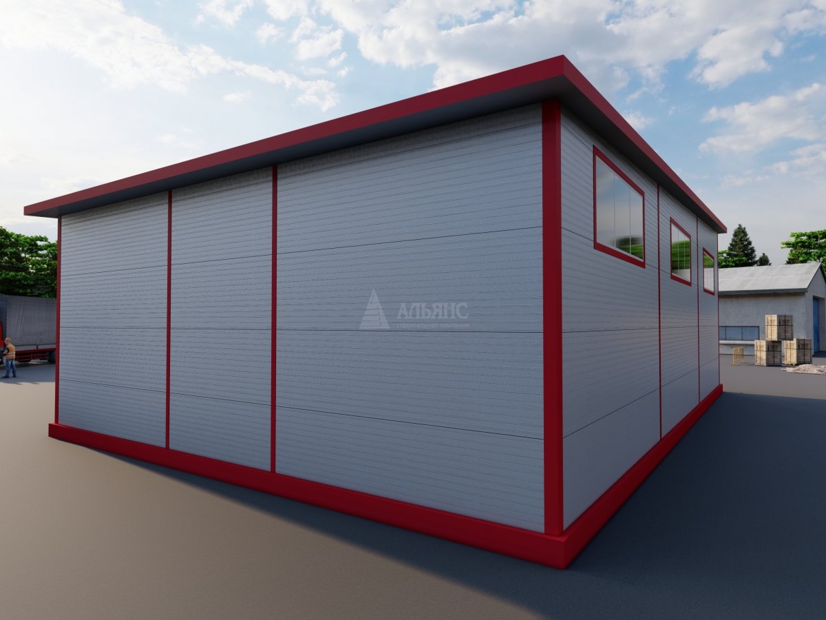 3D визуализация Проект гаража с двумя боксами из сэндвич-панелей - фото 2