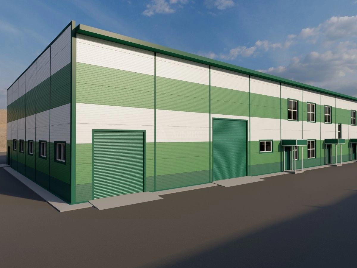 3D визуализация Офисно-складское здание из сэндвич-панелей - фото 2